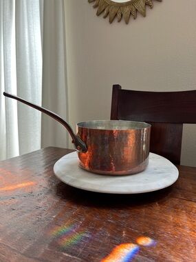 MAUVIEL Heavy French Sauce Pan Hand-Hammered Copper/Tin-Lined No Lid 8" x 4 3/8"